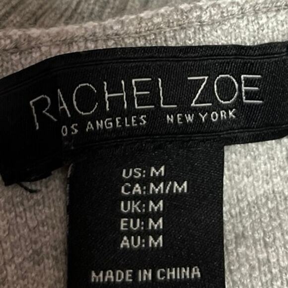 Rachel Zoe Gray Colorblock Ribbed Knit Long Sleeve Mock Neck Sweater Top Size M - Picture 3 of 4